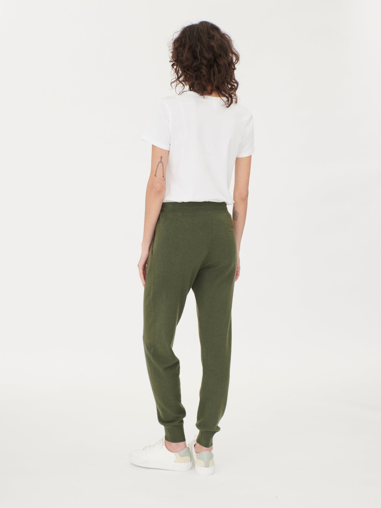 Women's Cashmere Cuffed Jogger Bronze Green - Gobi Cashmere