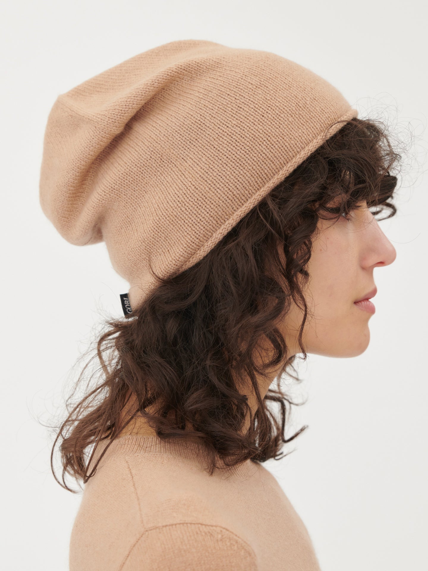 Women's Cashmere $99 Hat & Sweater Set Light Camel - Gobi Cashmere