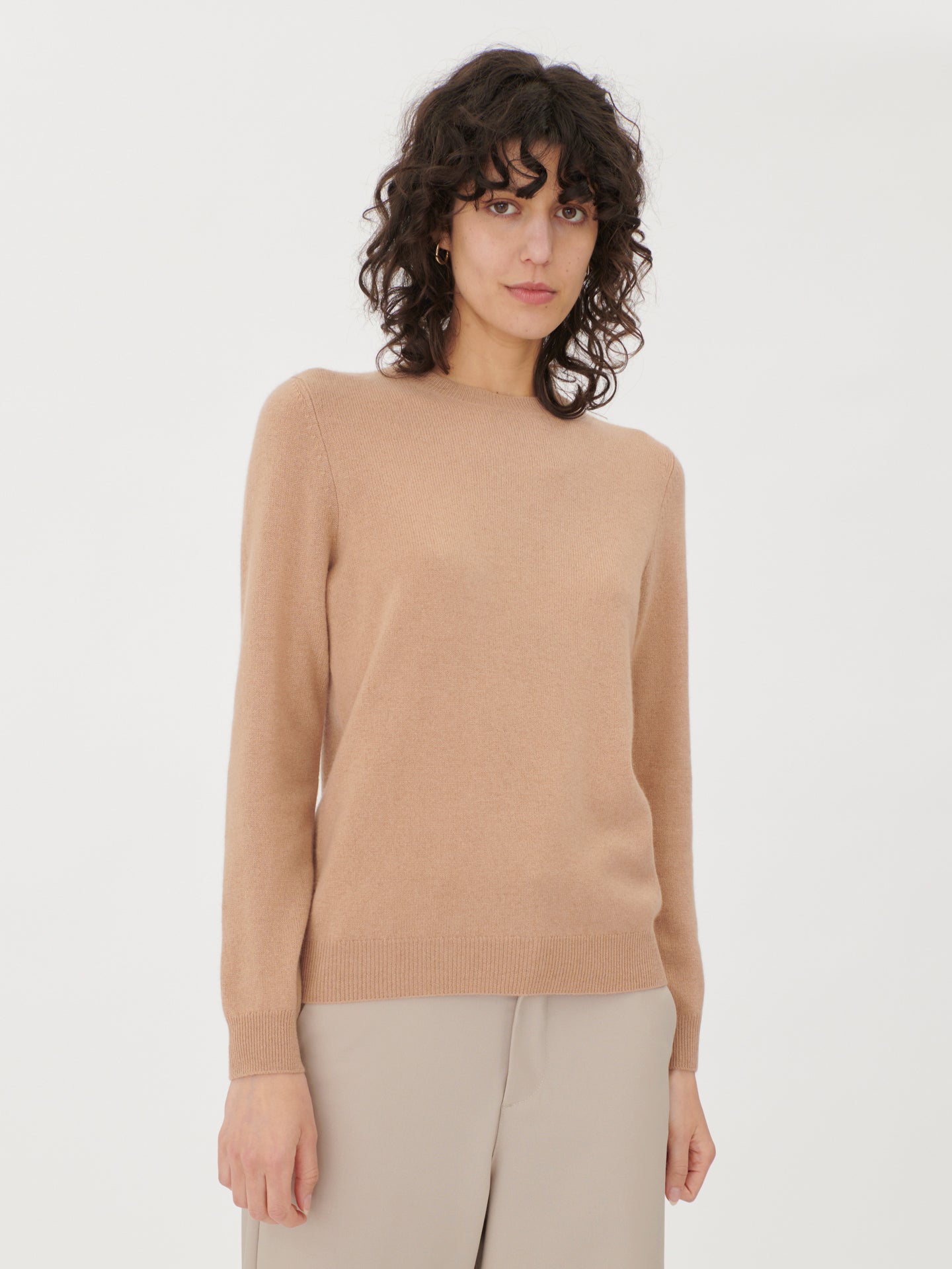 Women's Cashmere $99 Hat & Sweater Set Light Camel - Gobi Cashmere