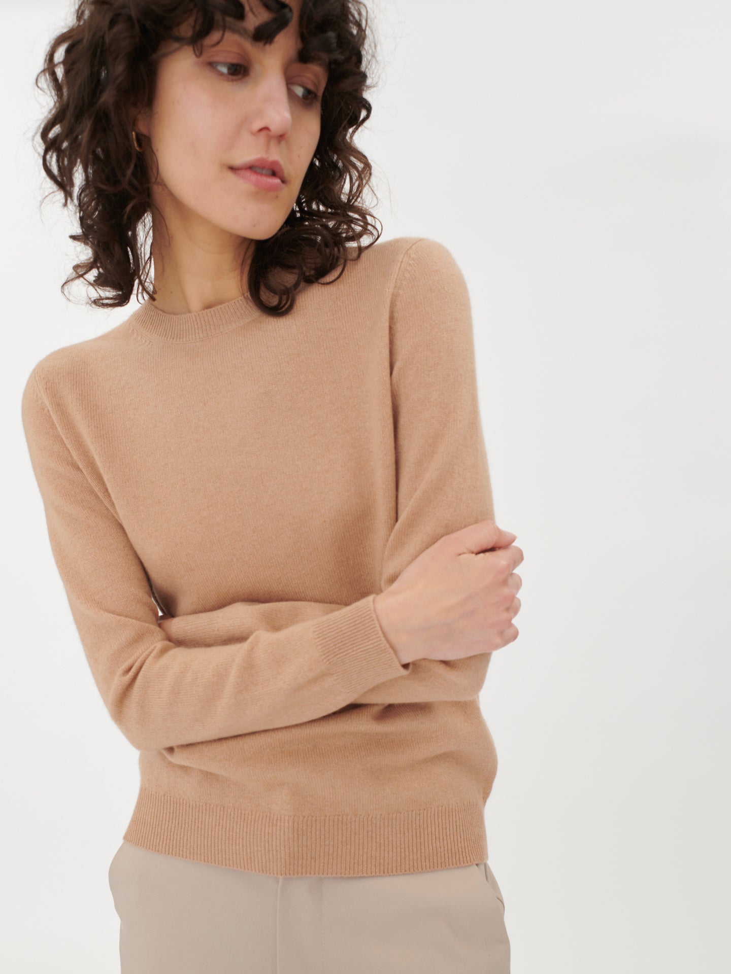 Women's Cashmere $99 Hat & Sweater Set Light Camel - Gobi Cashmere