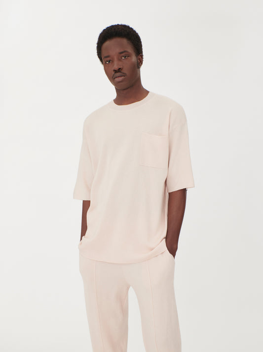 Men's Silk Cashmere Pocket T-Shirt Whisper Pink - Gobi Cashmere