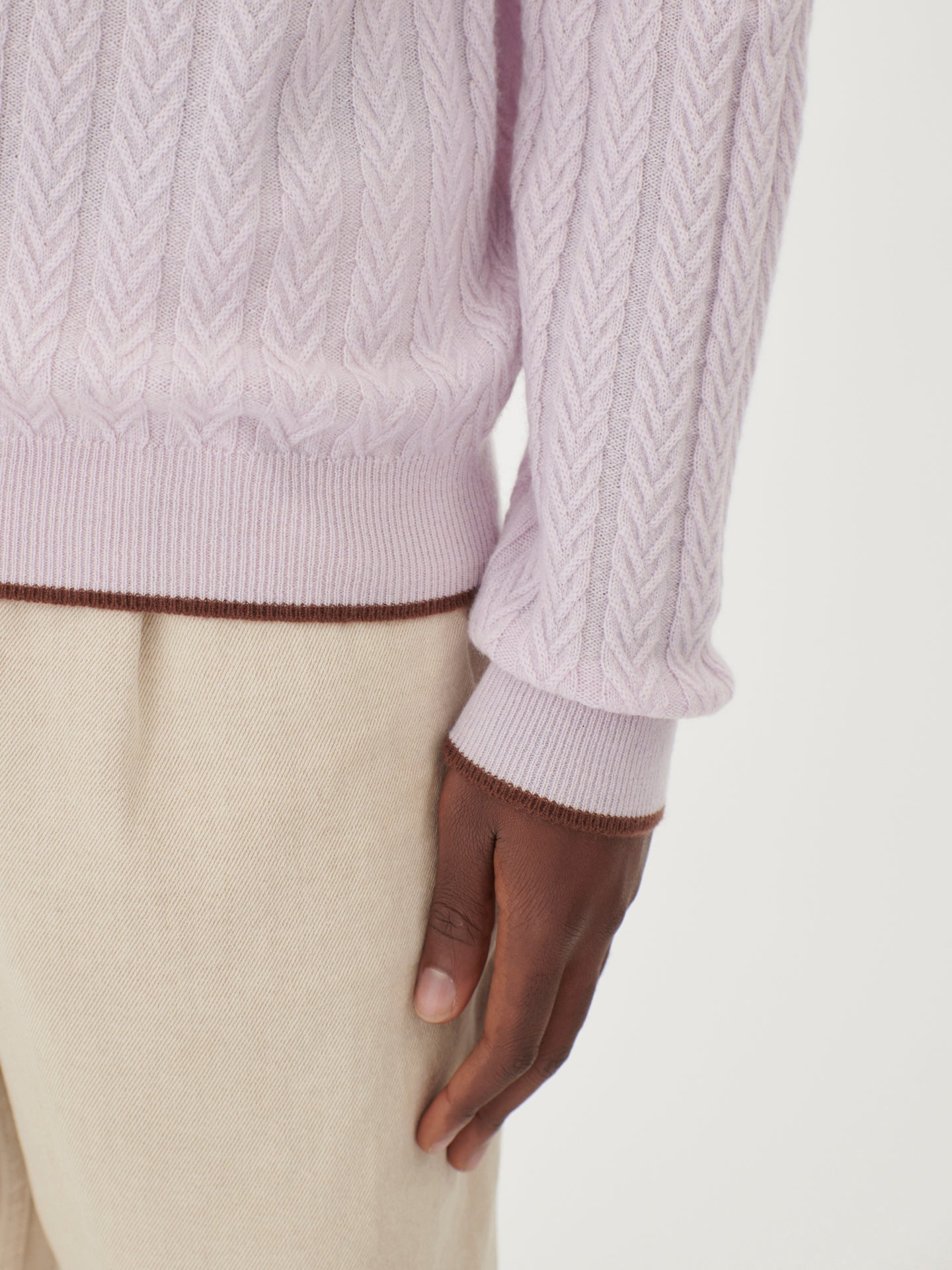 Men's Cashmere Color Tipped C-Neck Orchid Tint - Gobi Cashmere
