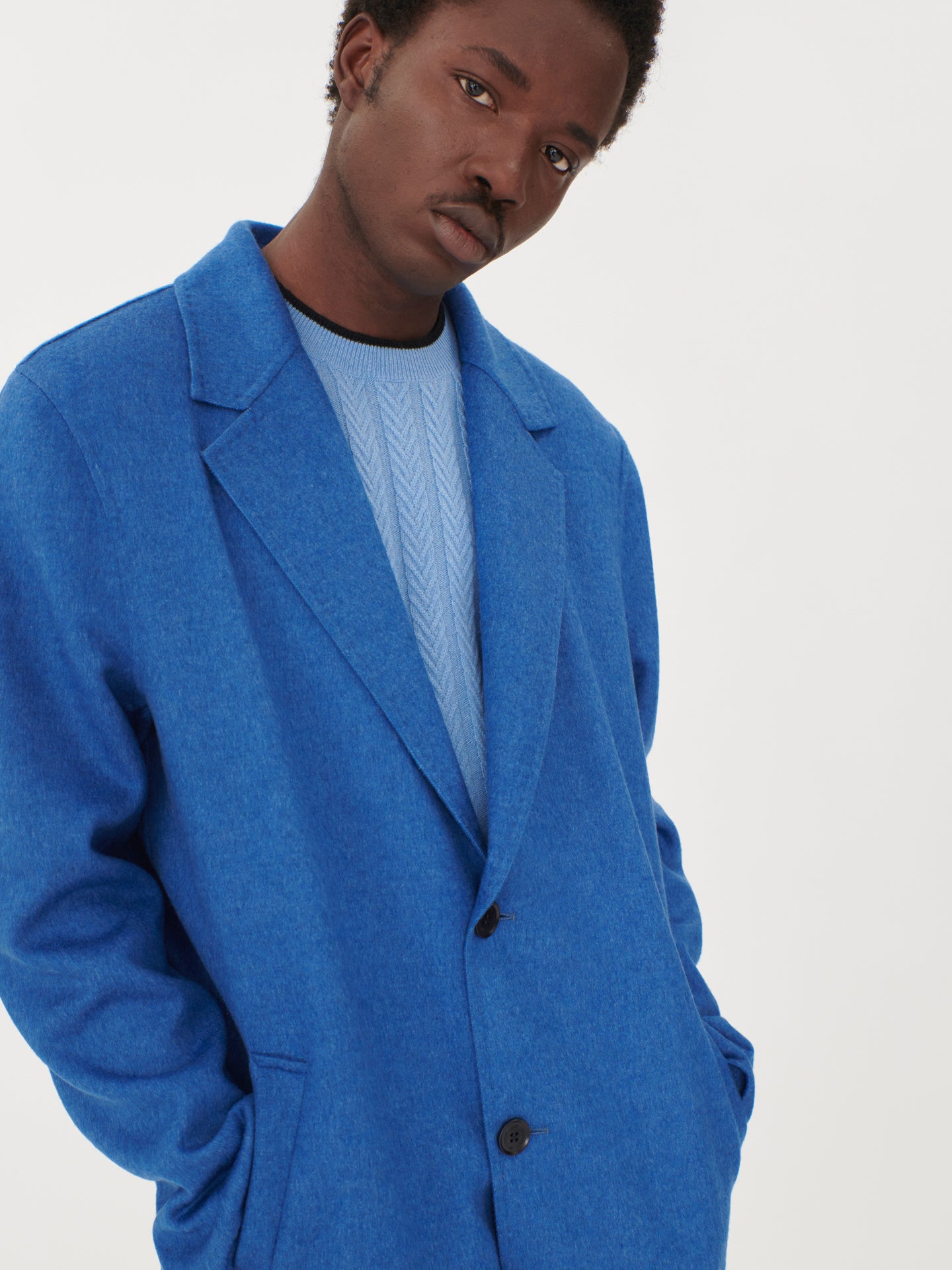 Men's Cashmere Short Coat Federal Blue - Gobi Cashmere