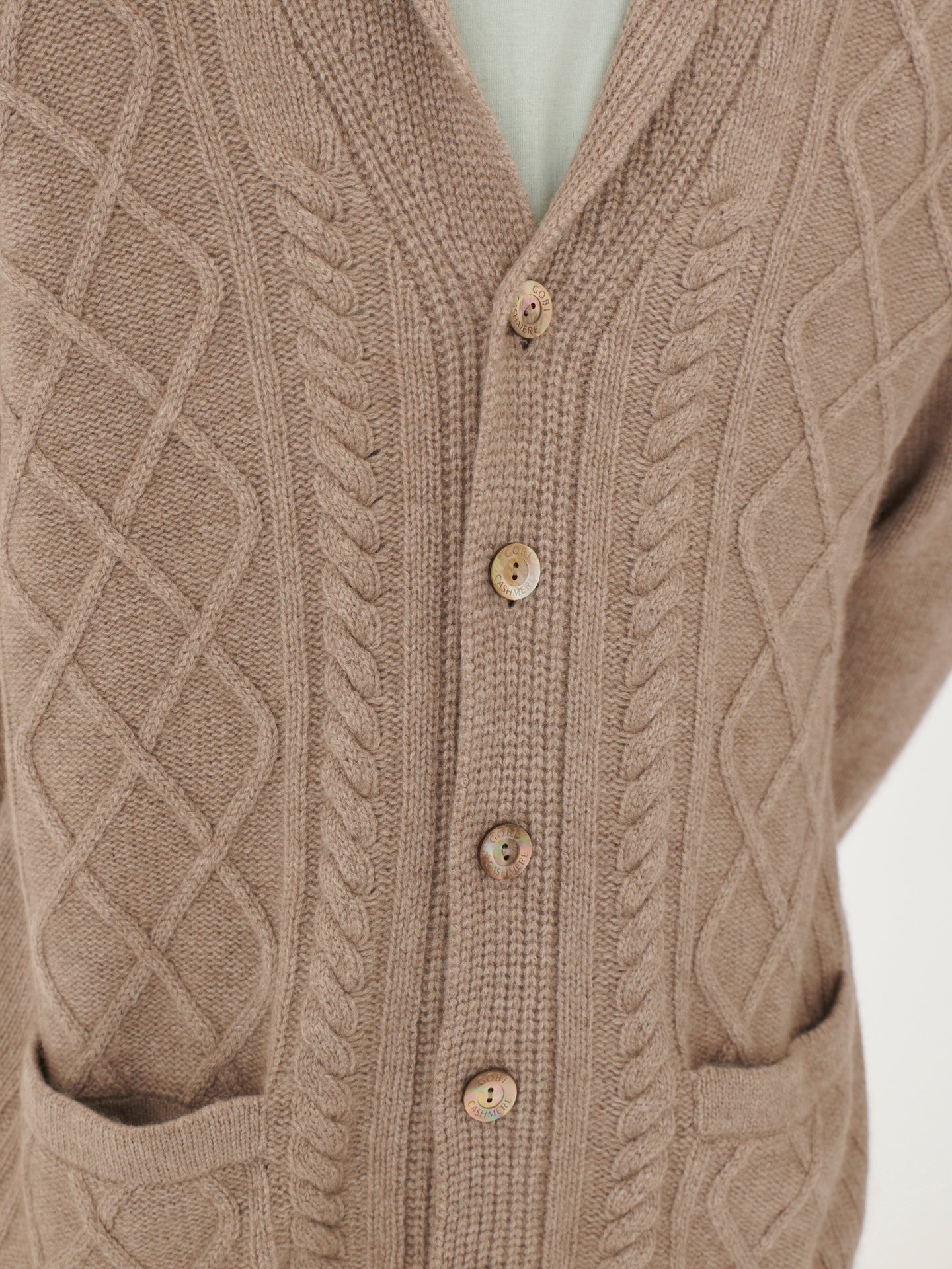 Men's Cashmere Shawl Collar Cardigan Taupe - Gobi Cashmere