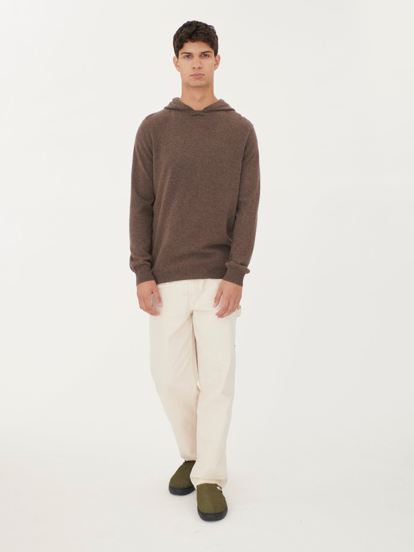 Men's Cashmere Basic Hoodie Cocoa - Gobi Cashmere