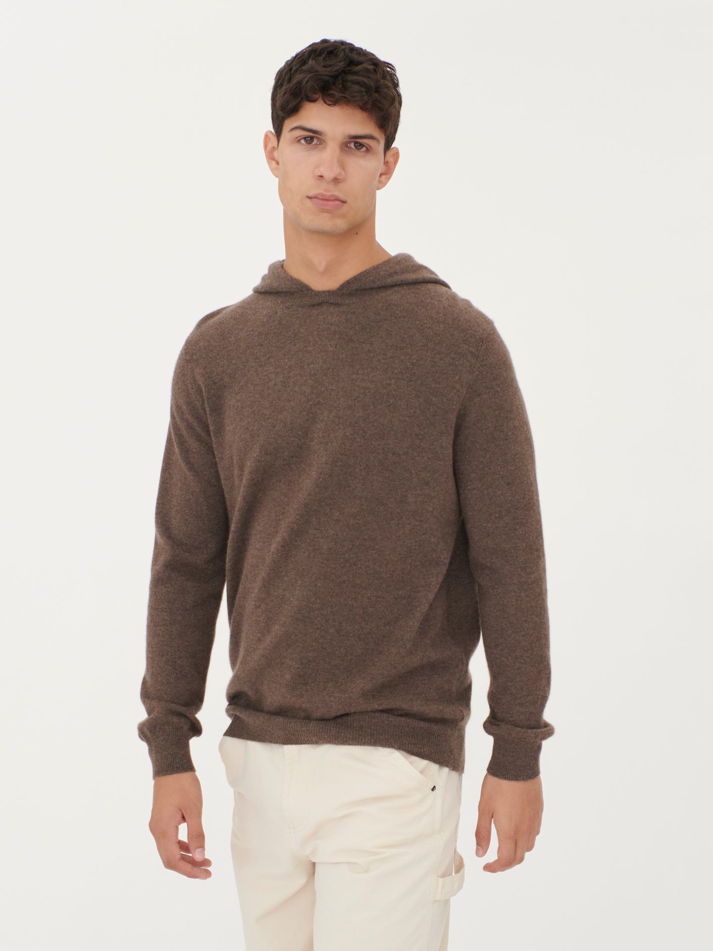 Men's Cashmere Basic Hoodie Cocoa - Gobi Cashmere