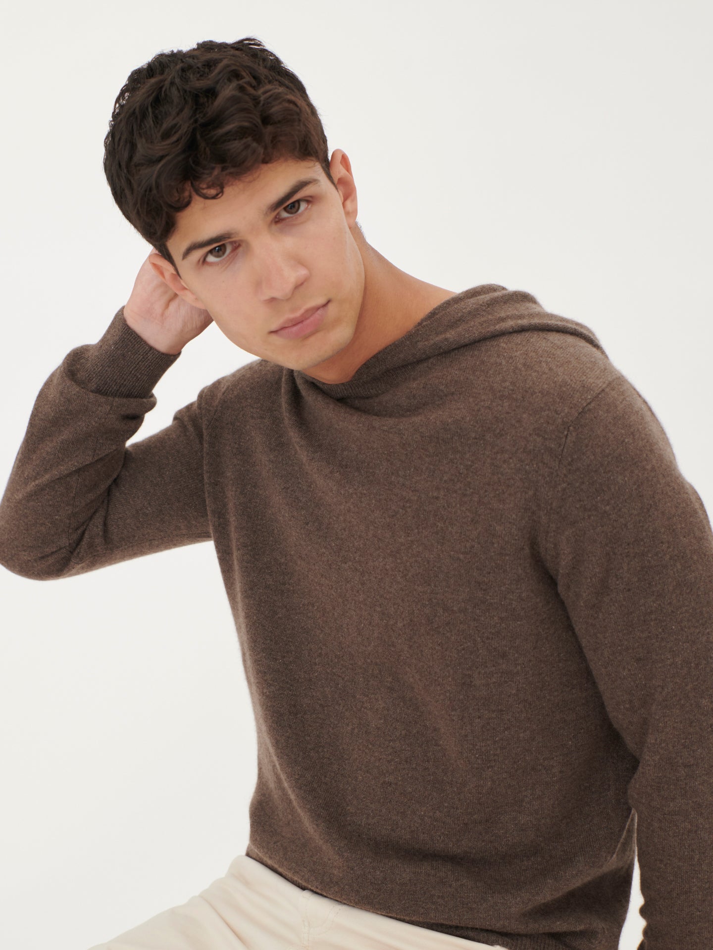 Men's Cashmere Basic Hoodie Cocoa - Gobi Cashmere