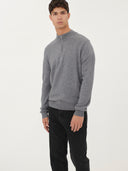 Men's Cashmere Half Zip Polo Dim Gray - Gobi Cashmere #color_dim-gray