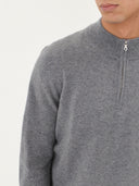Men's Cashmere Half Zip Polo Dim Gray - Gobi Cashmere #color_dim-gray