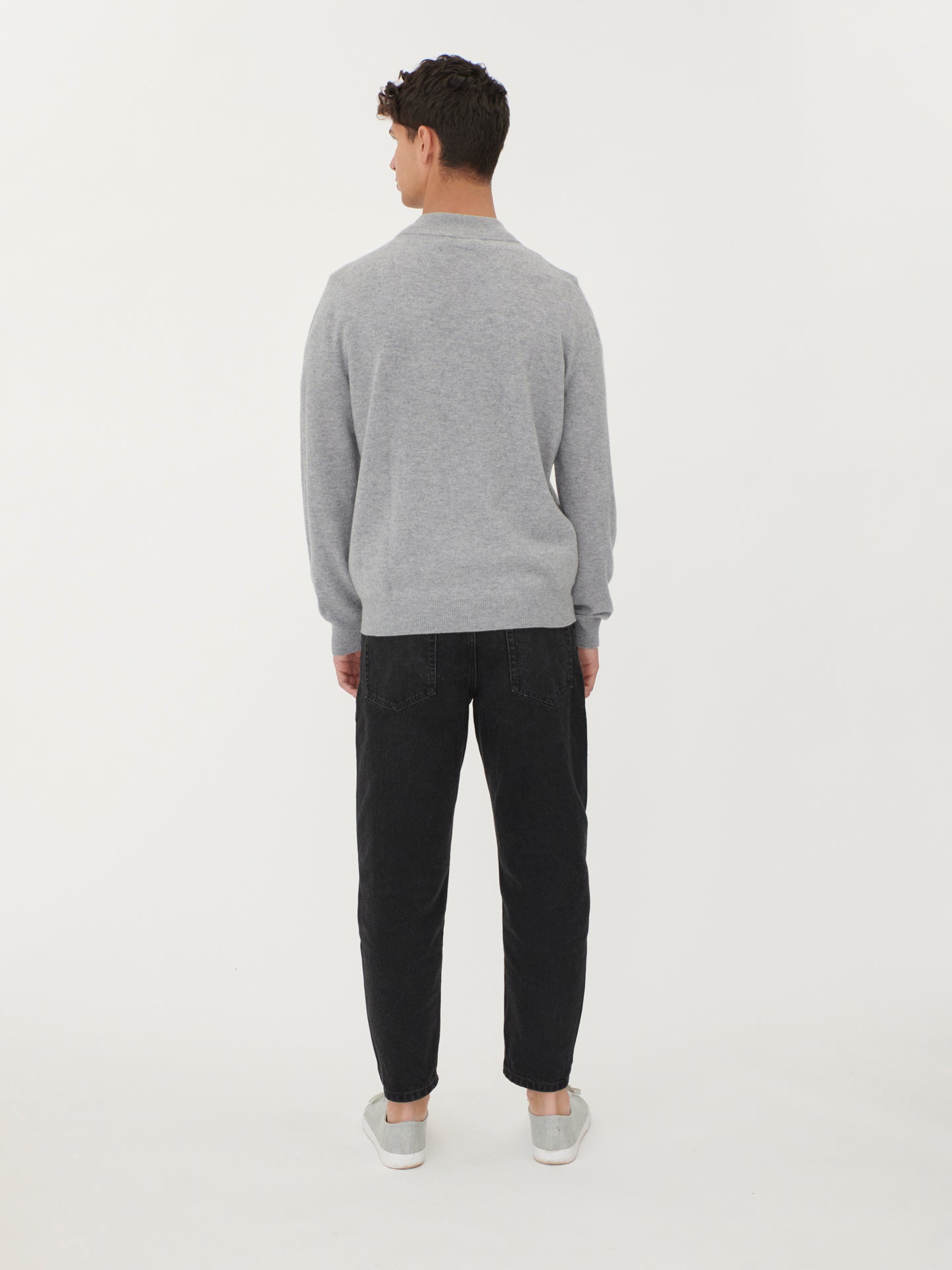 Men's Cashmere Half Zip Polo Dim Vapor Gray - Gobi Cashmere