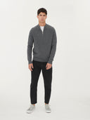 Men's Cashmere Half Zip Polo Dim Gray - Gobi Cashmere #color_plum-kitten