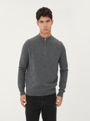 Men's Cashmere Half Zip Polo Dim Gray - Gobi Cashmere #color_plum-kitten