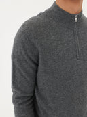 Men's Cashmere Half Zip Polo Dim Gray - Gobi Cashmere #color_plum-kitten