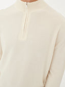 Men's Cashmere Half Zip Polo Marshmallow - Gobi Cashmere #color_marshmallow