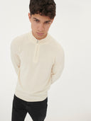 Men's Cashmere Half Zip Polo Marshmallow - Gobi Cashmere #color_marshmallow