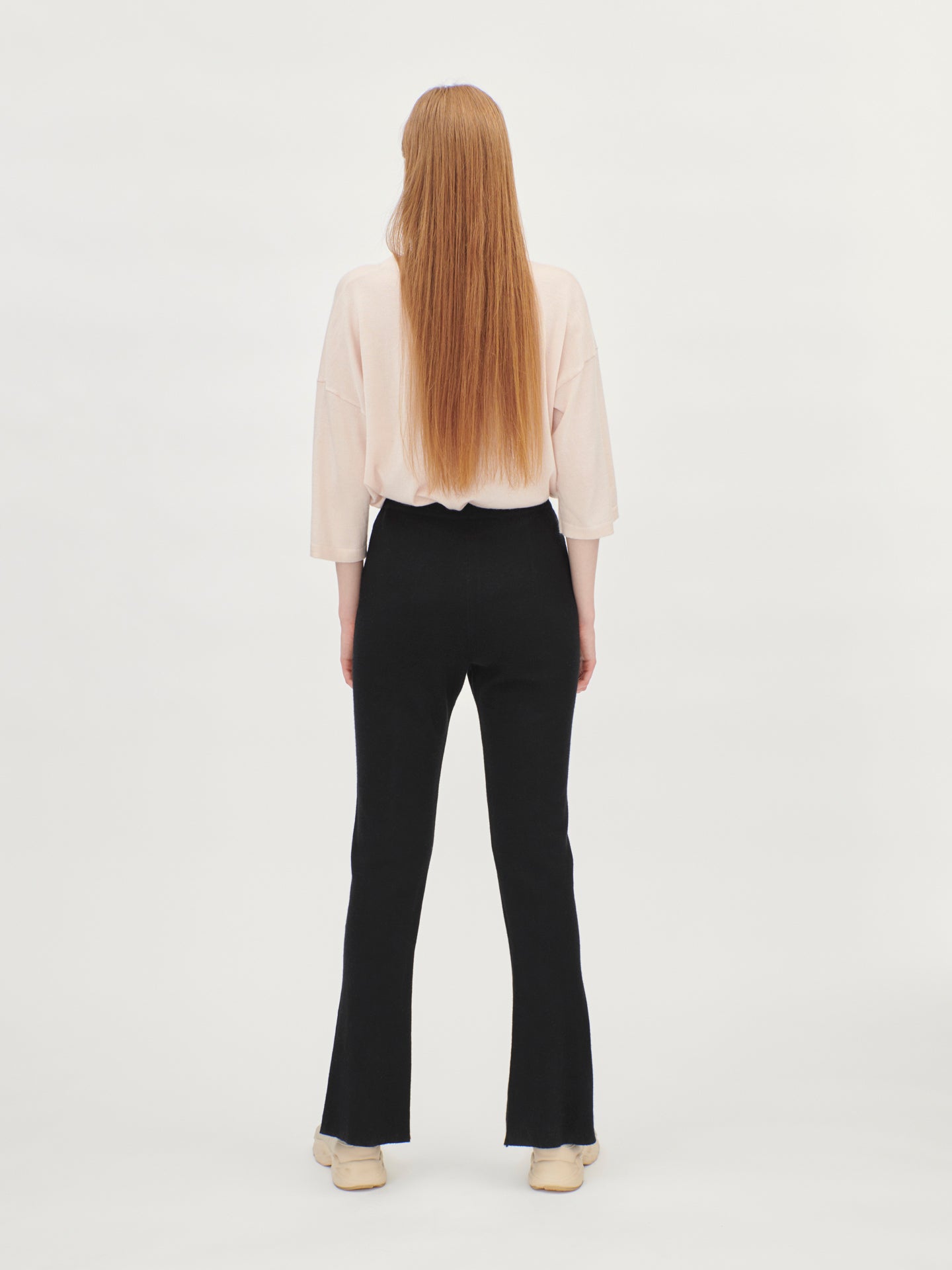 Women's Cashmere Front Slit Trousers Black - Gobi Cashmere