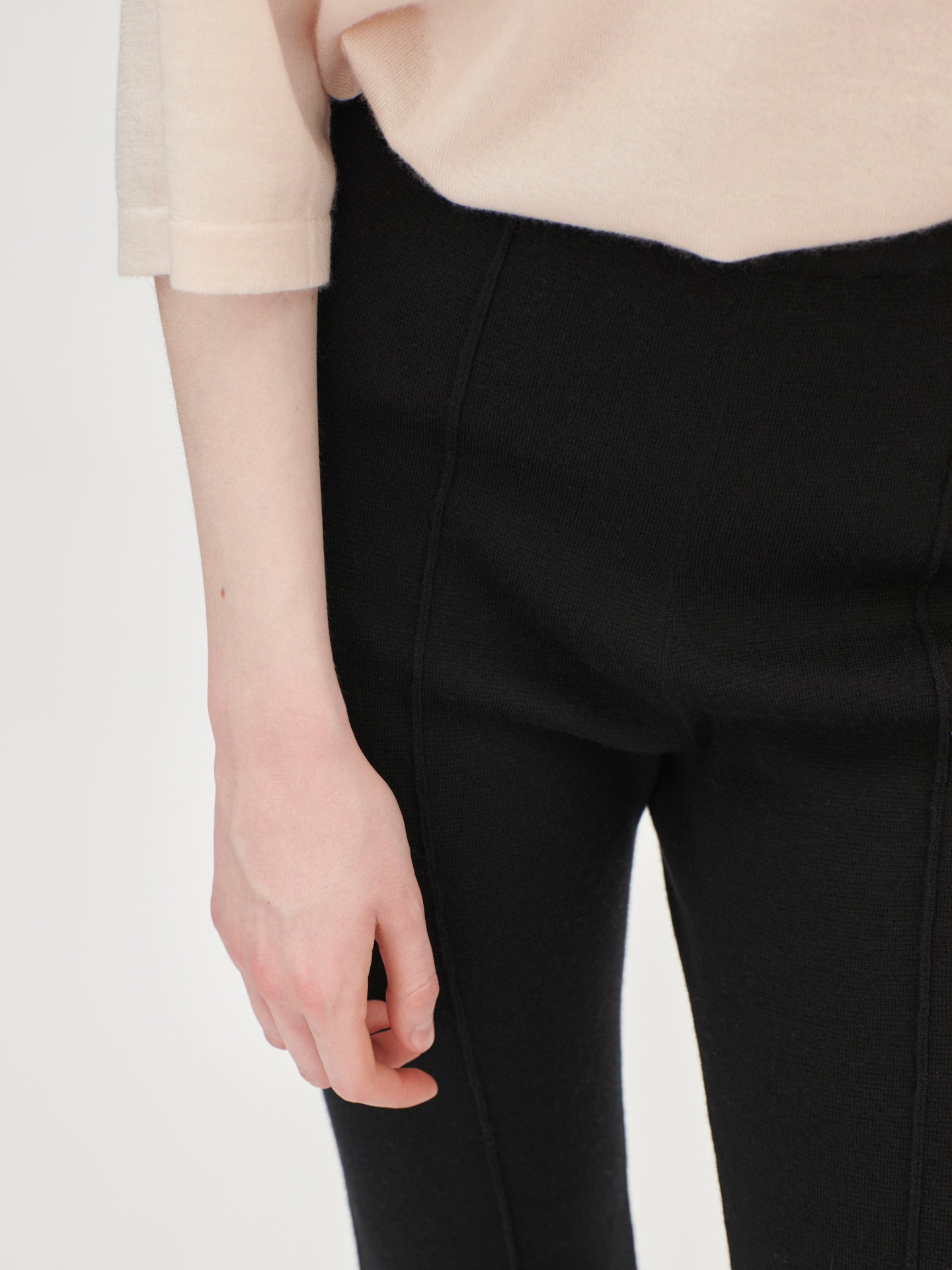 Women's Cashmere Front Slit Trousers Black - Gobi Cashmere