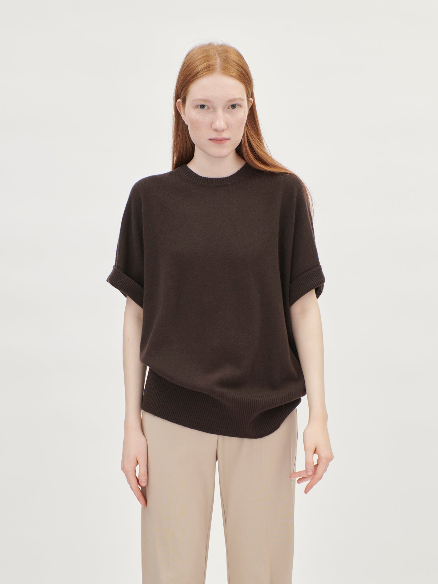 Women's Cashmere Oversized Roll Sleeve Shirt Turkish Coffee - Gobi Cashmere
