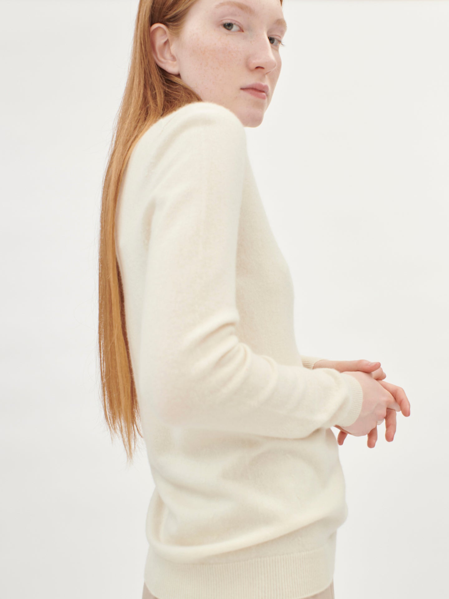 Women's Cashmere Mock Neck Sweater Marshmallow - Gobi Cashmere
