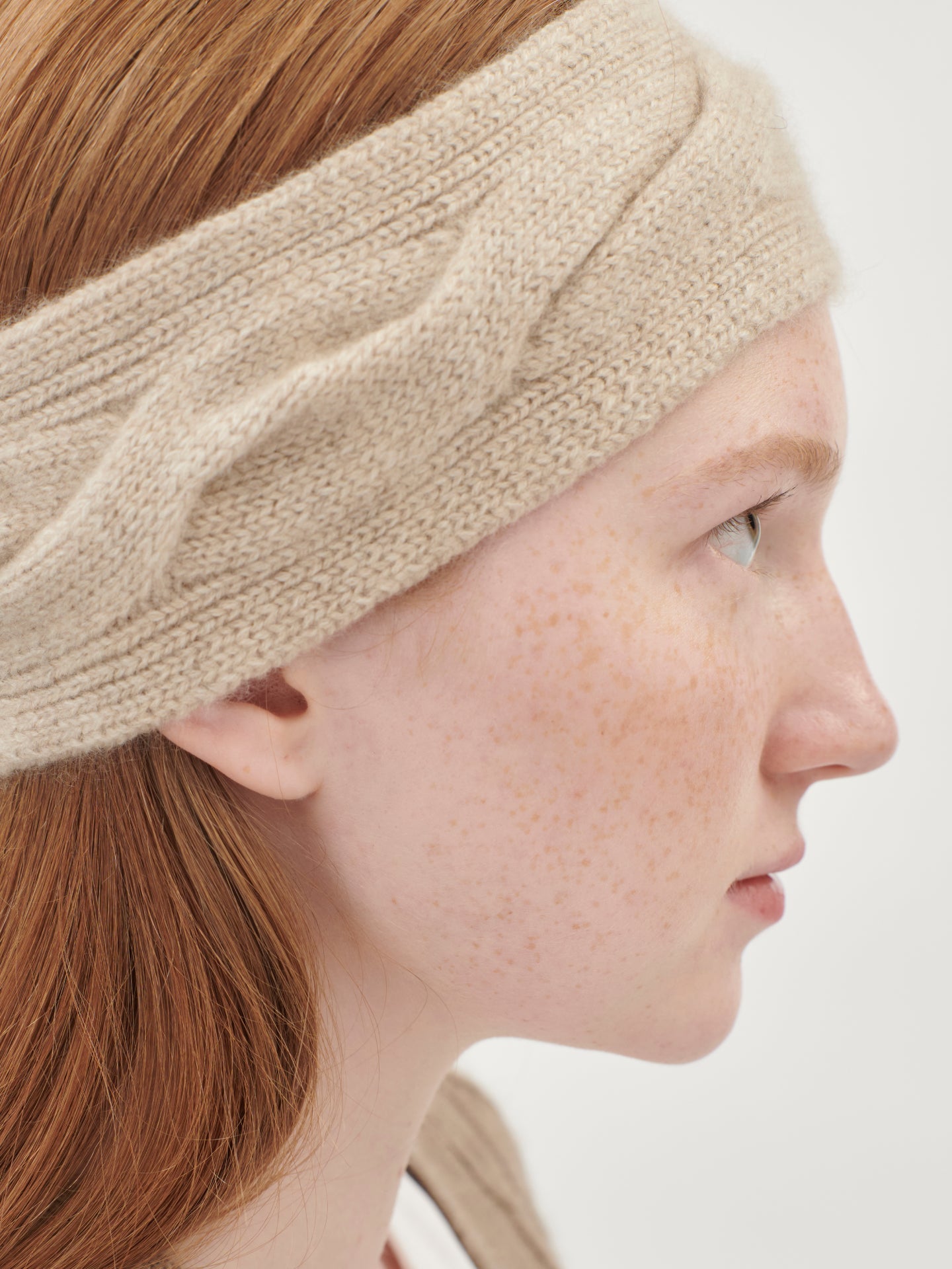 Unisex Cashmere Chunky Cable Headband Warm Grey  - Gobi Cashmere