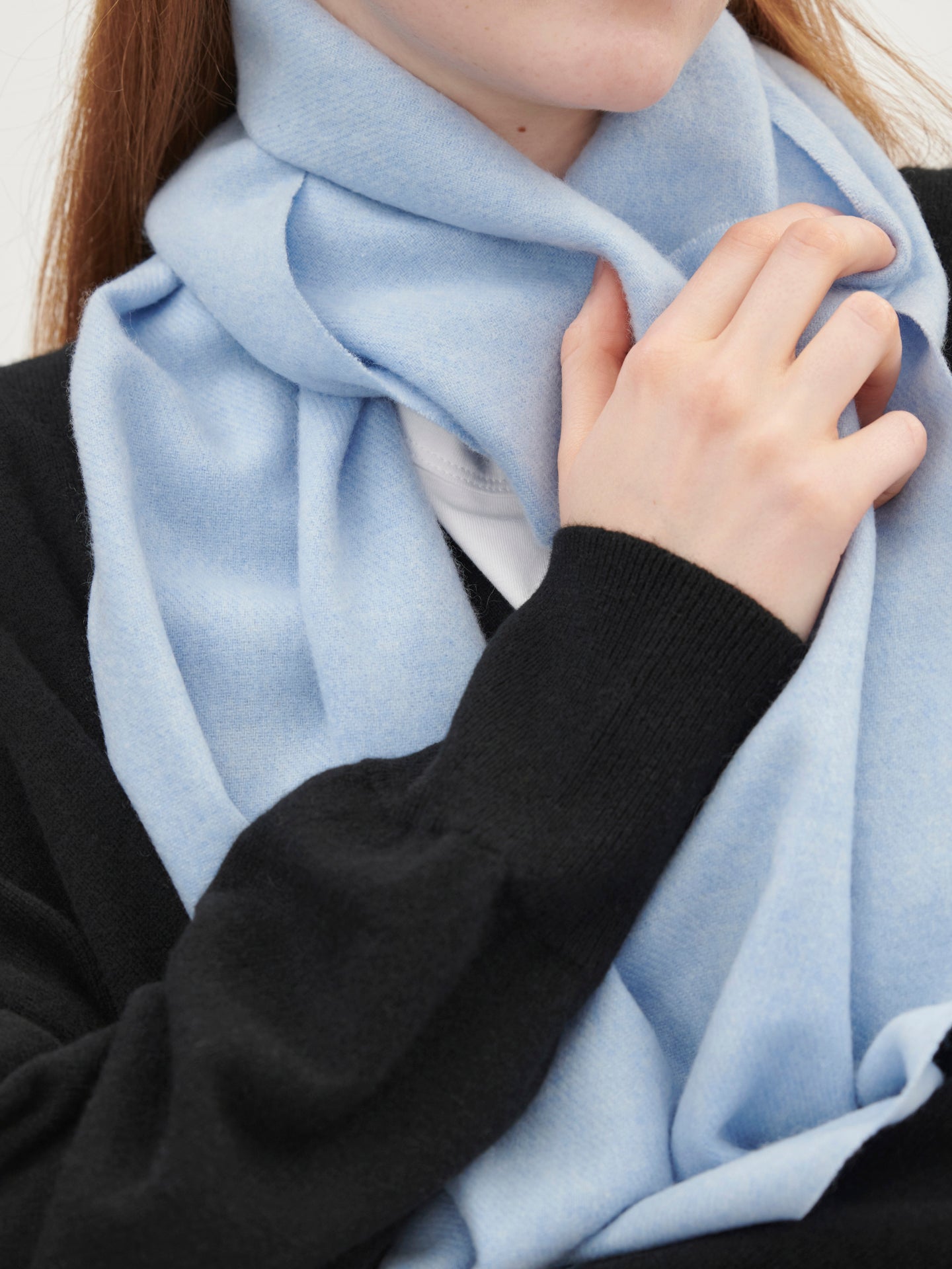 Unisex Cashmere Fringe Scarf Light Blue - Gobi Cashmere
