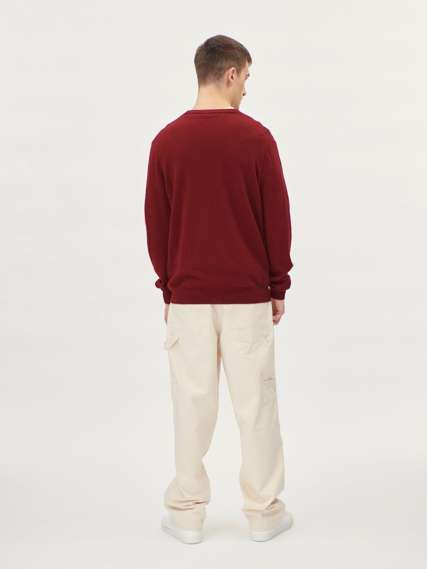 Men's Cashmere V-Neck Cardigan Bordeaux - Gobi Cashmere