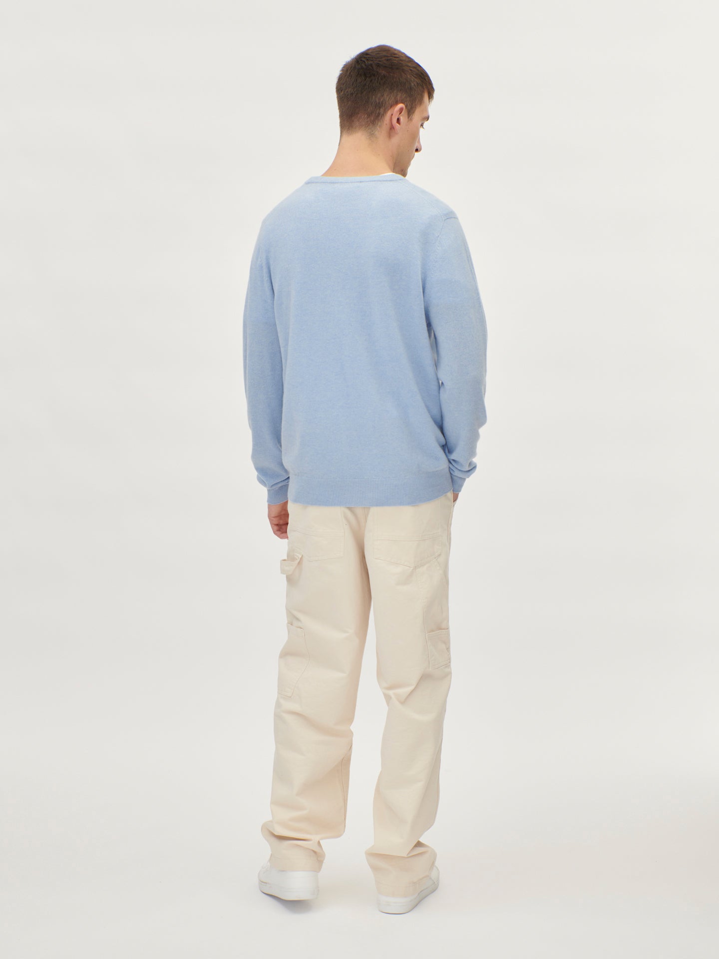 Men's Cashmere V-Neck Cardigan Light Blue - Gobi Cashmere