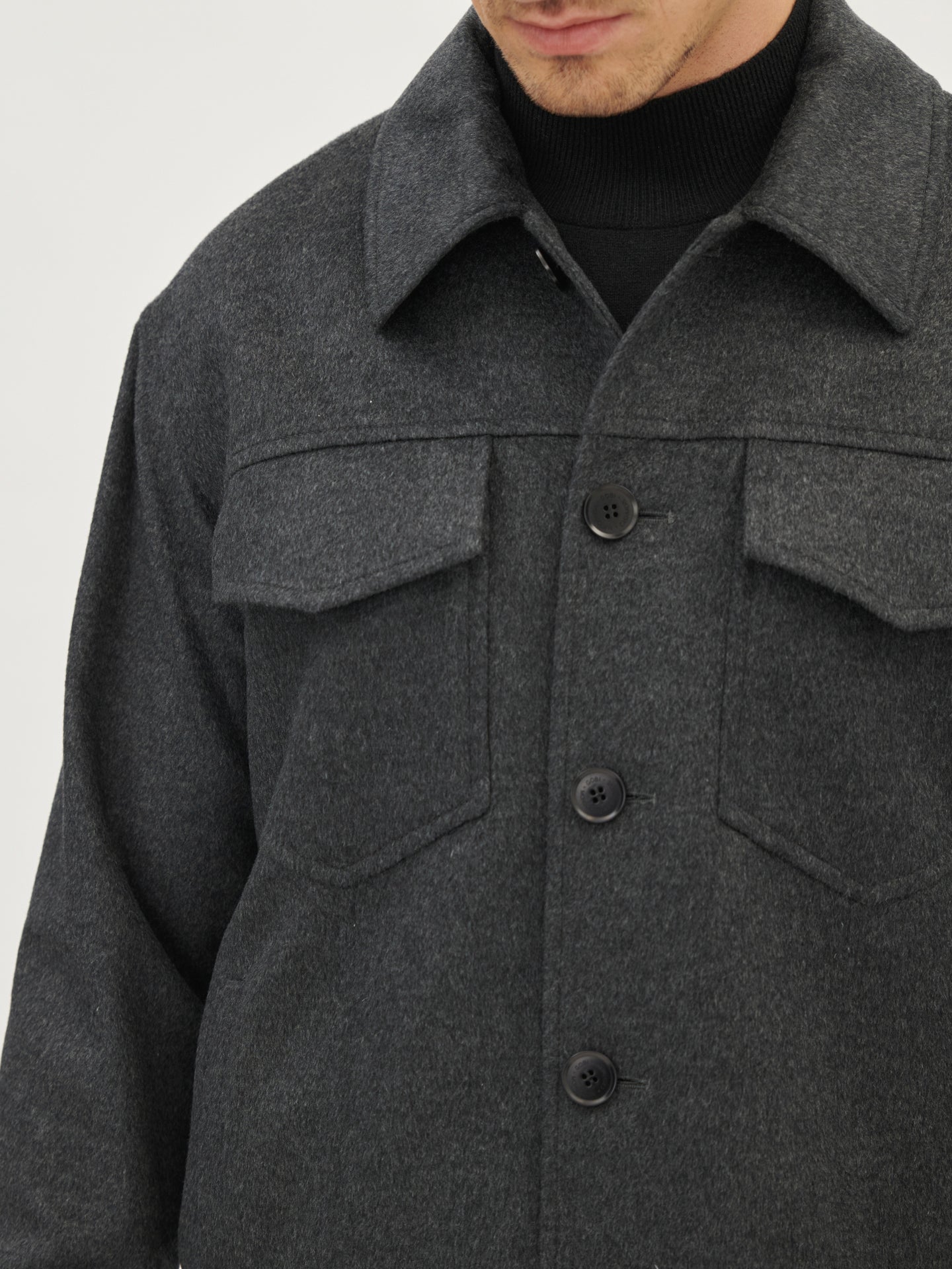 Men's Cashmere Overshirt Jacket Charcoal - Gobi Cashmere