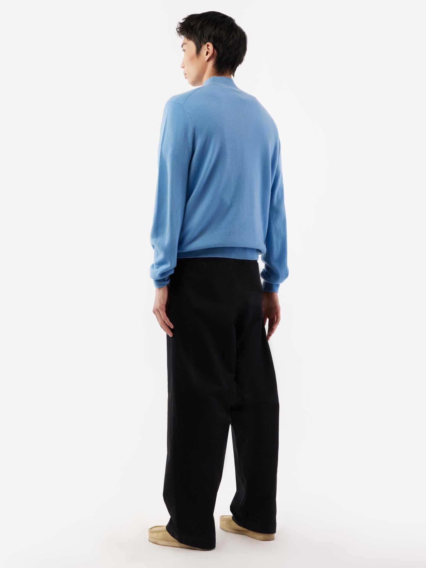 Men's Cashmere Mock Neck Sweater Azure Blue - Gobi Cashmere