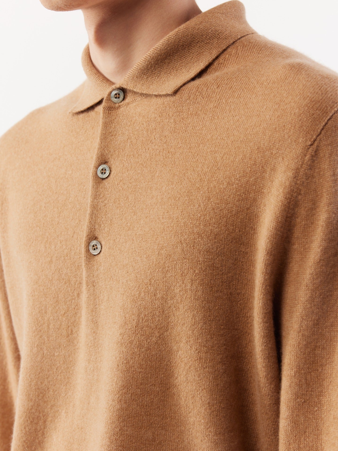 Men's Cashmere Polo Sweater Sheepskin - Gobi Cashmere