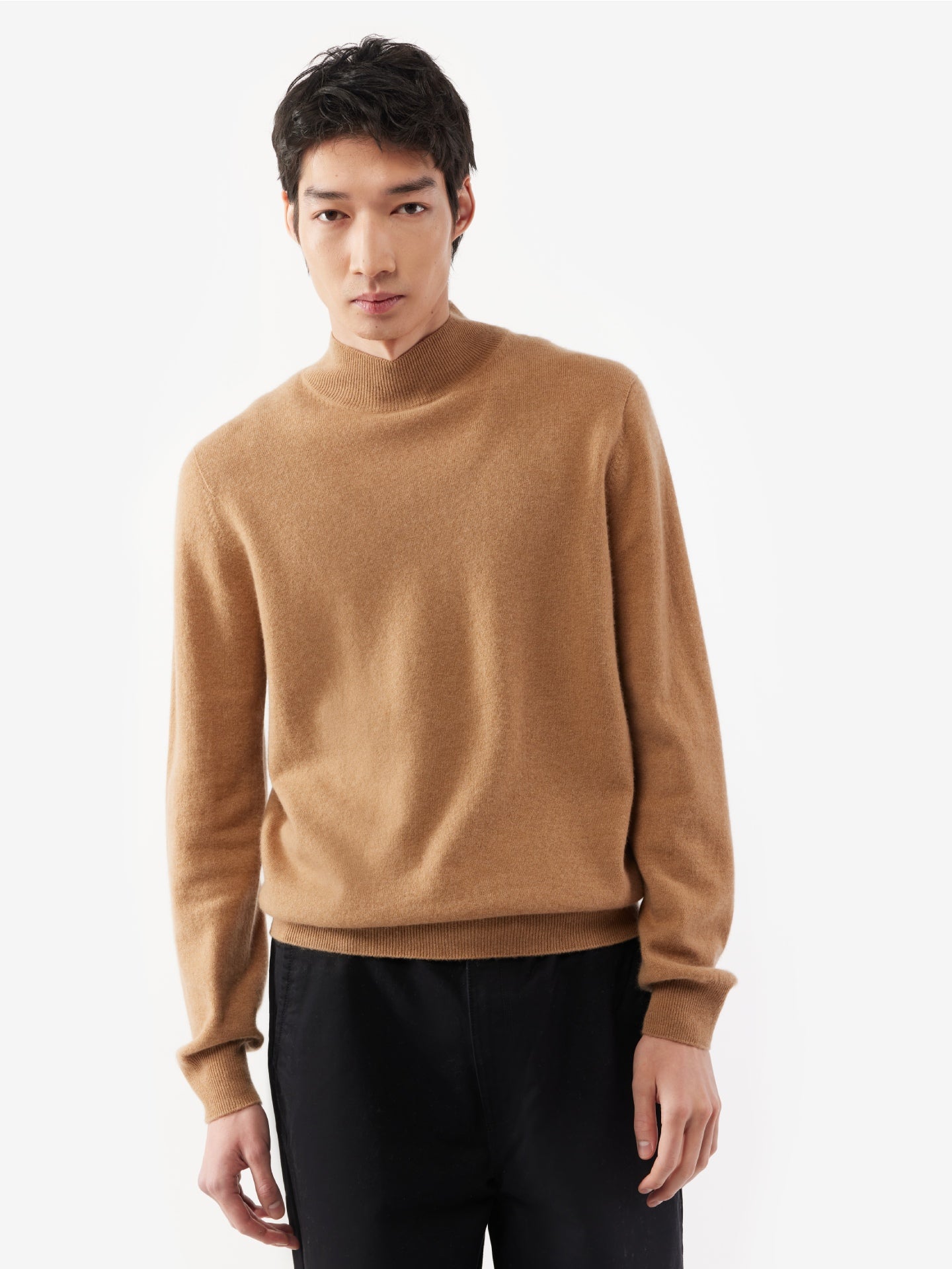 Men's Cashmere Mock Neck Sweater Sheepskin - Gobi Cashmere