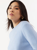 Essential Cashmere Crewneck Sweater Light Blue - Gobi Cashmere #color_light-blue