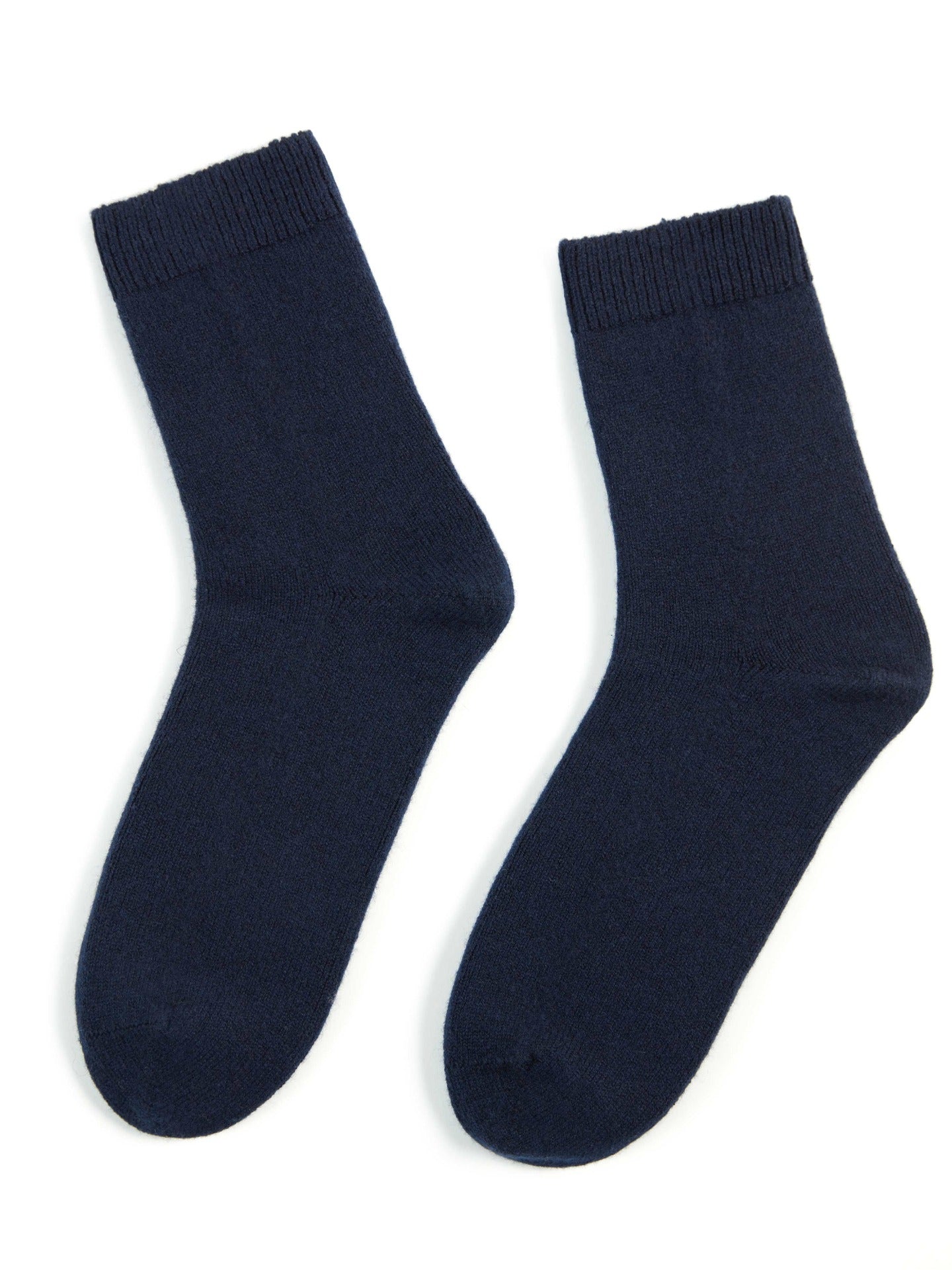 Unisex Cashmere Rib Knit Bed Socks Navy - Gobi Cashmere