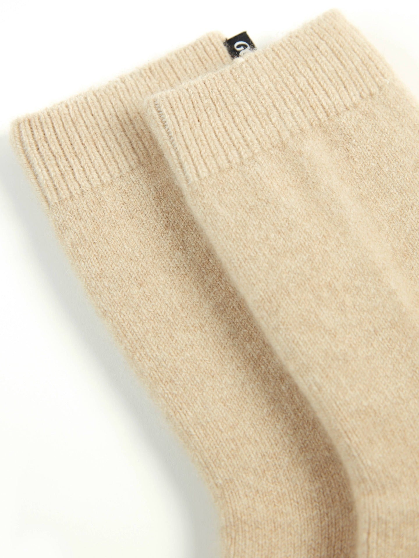 Women's Cashmere Organic Color Unisex Rib Knit Bed Socks Beige - Gobi Cashmere