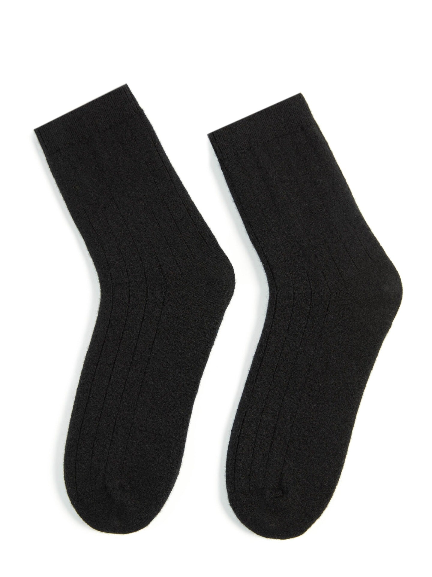Unisex Cashmere Trim Knit Bed Socks Black - Gobi Cashmere