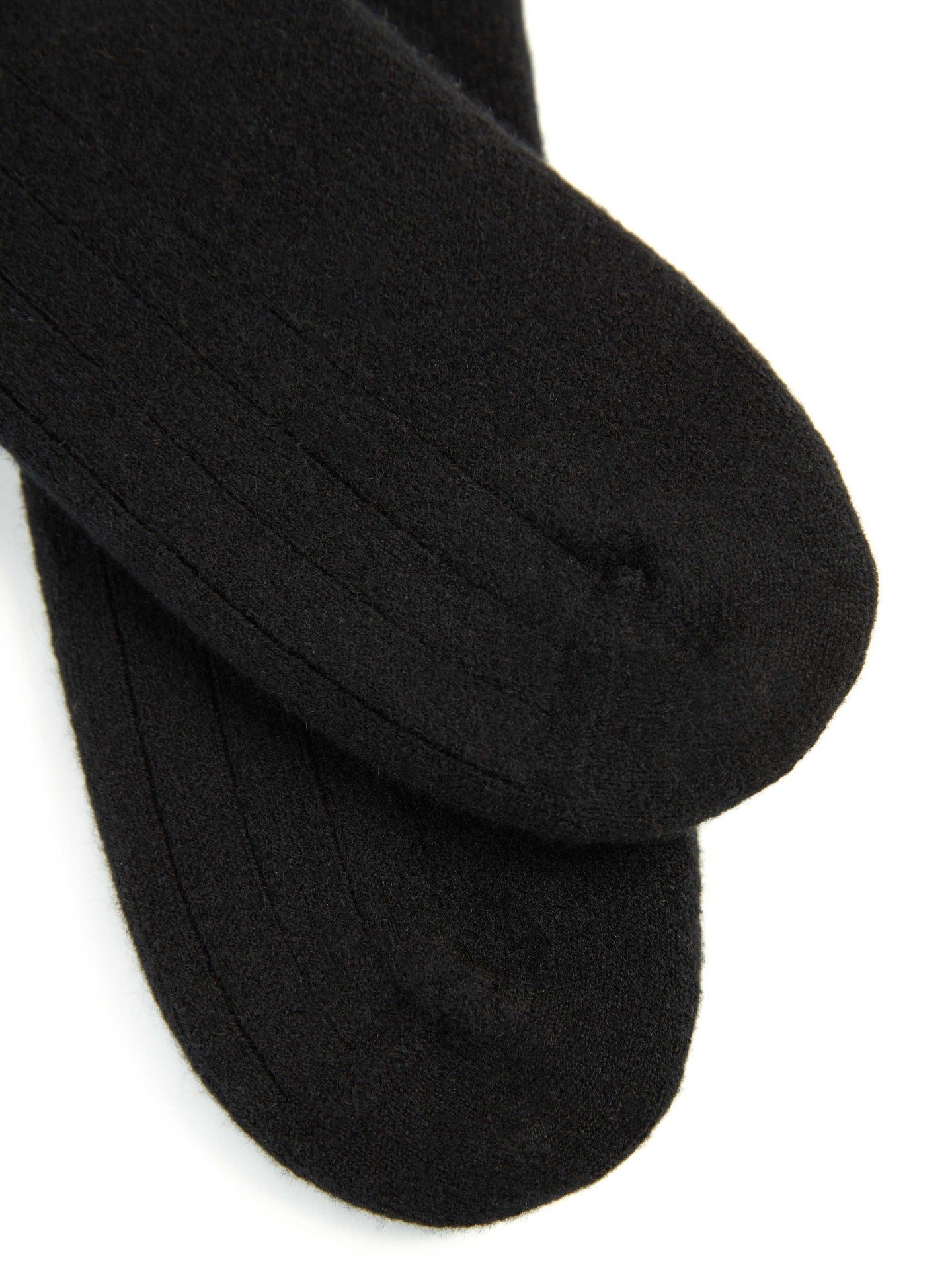 Unisex Cashmere Trim Knit Bed Socks Black - Gobi Cashmere
