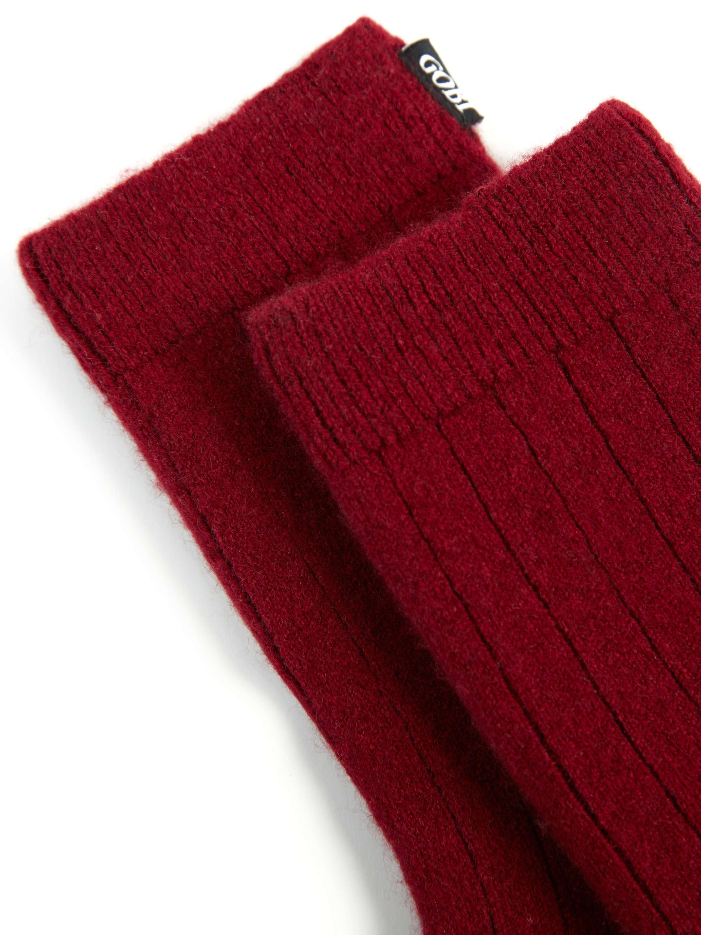 Unisex Cashmere Trim Knit Bed Socks Bordeaux - Gobi Cashmere