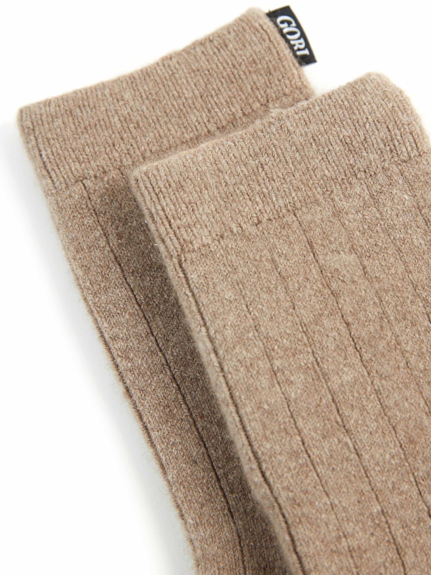 Organic Color Unisex Cashmere Trim Knit Bed Socks Taupe - Gobi Cashmere