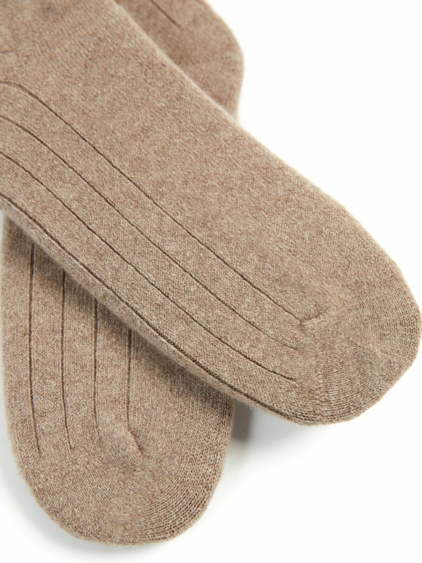 Organic Color Unisex Cashmere Trim Knit Bed Socks Taupe - Gobi Cashmere