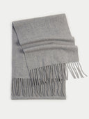 a gray scarf with fringes on a light gray background #color_vapor-blue