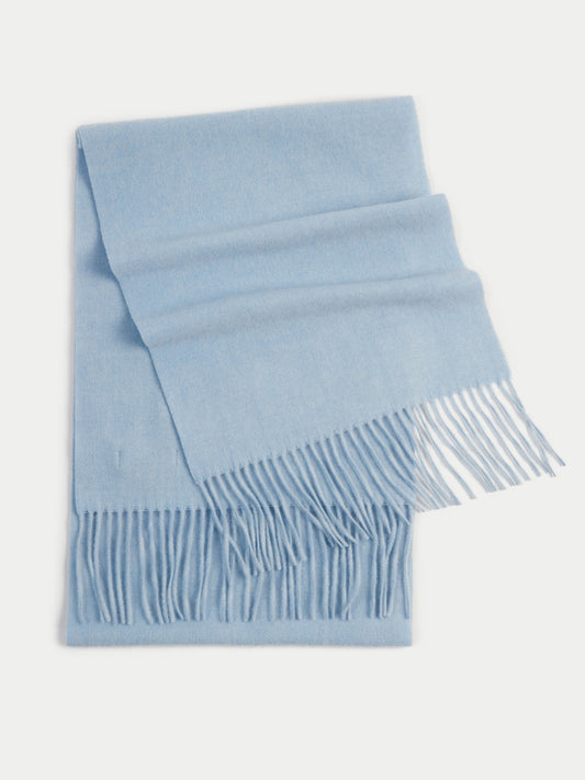 Unisex Cashmere Fringe Scarf Light Blue - Gobi Cashmere