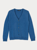 Women's Cashmere V-neck Cardigan Blue - Gobi Cashmere #color_blue