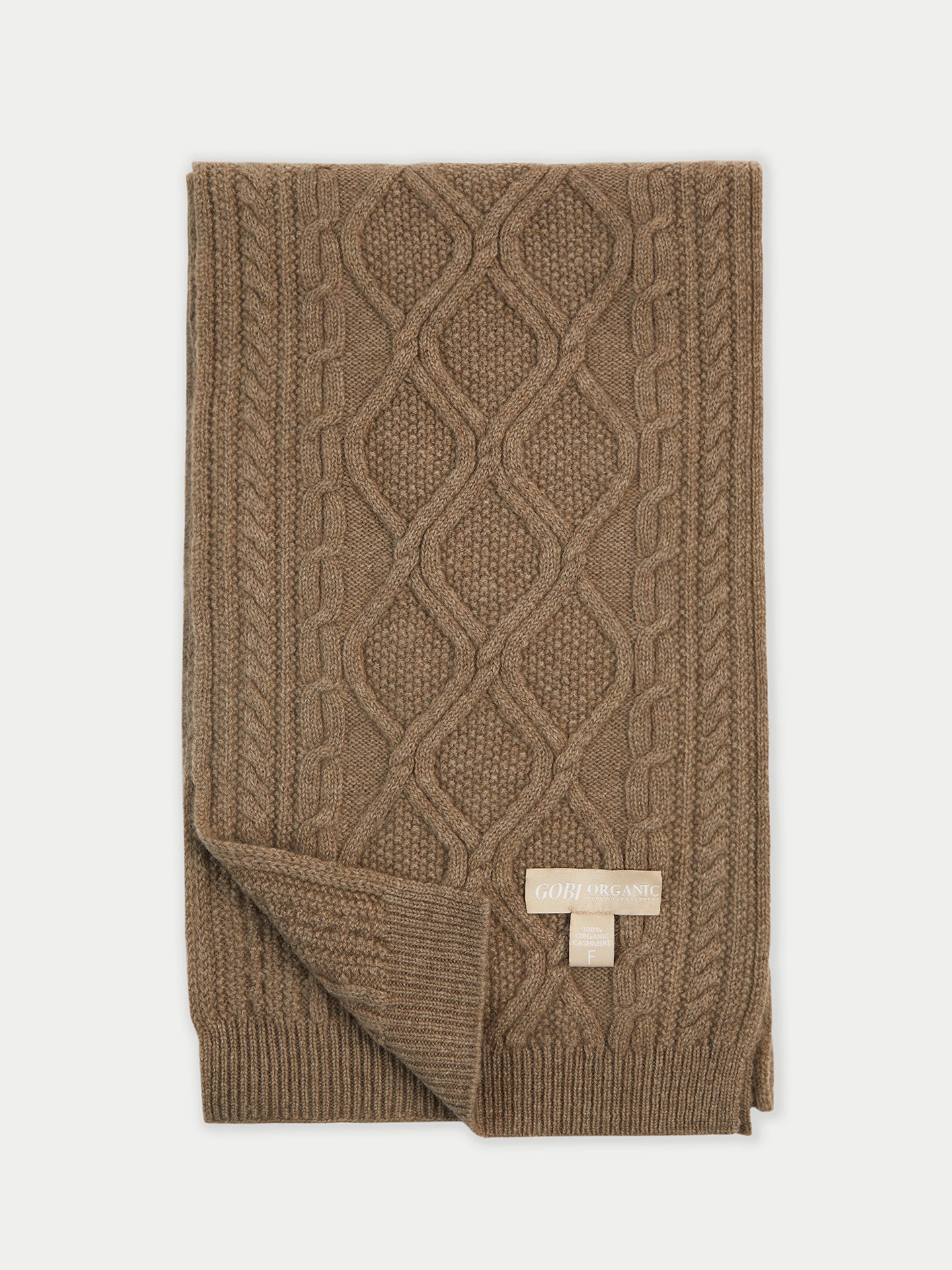 Unisex Cashmere Chunky Cable Scarf Warm Taupe - Gobi Cashmere