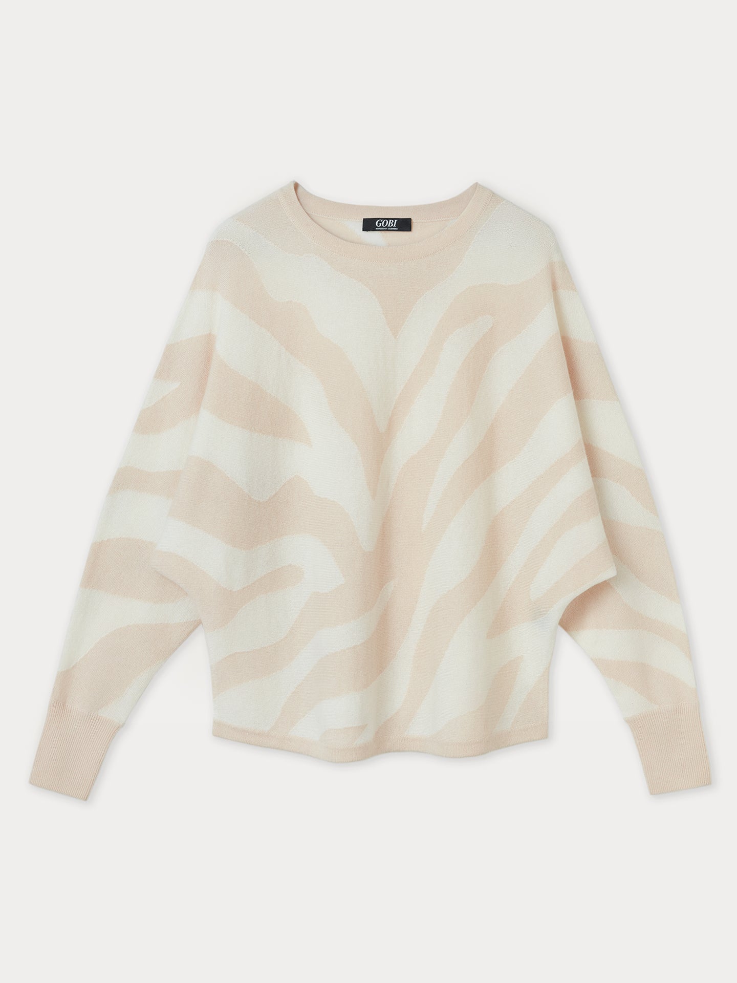 Women's Cashmere Abstract Crew Neck Crème Brulee - Gobi Cashmere