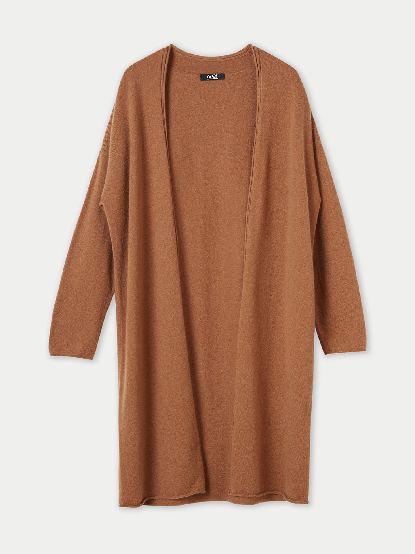 Women's Cashmere 3D Longline Cardigan Camel - Gobi Cashmere