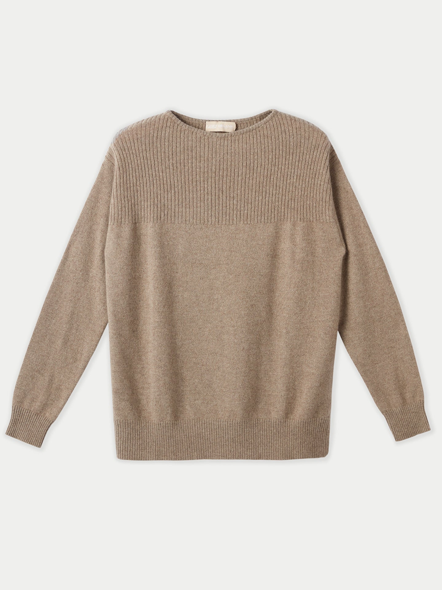 Women's Cashmere Boat Neck Jumper Taupe - Gobi Cashmere