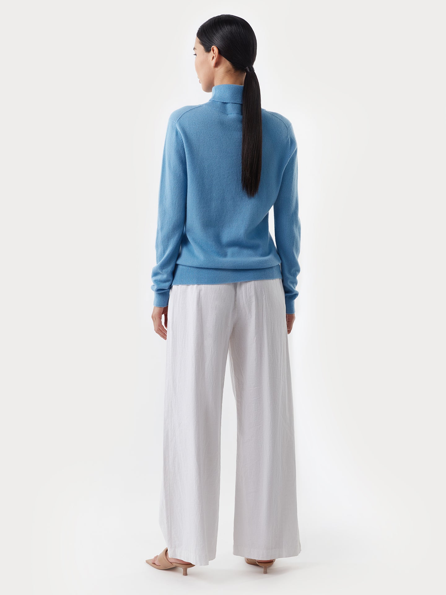 Women's Cashmere Classic Turtleneck Azure Blue - Gobi Cashmere