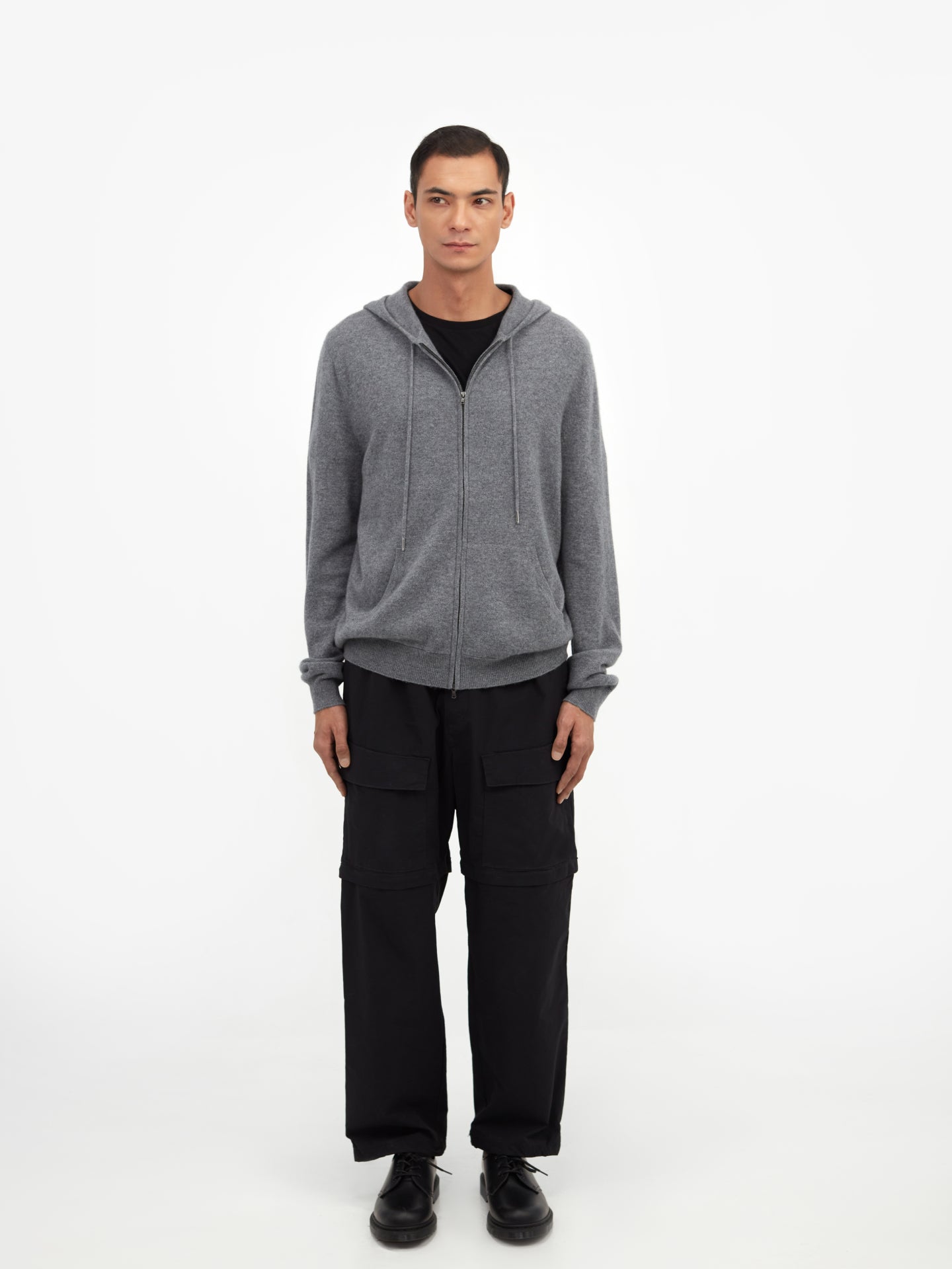 Men's Cashmere Zip Hoodie Dlim Gray - Gobi Cashmere