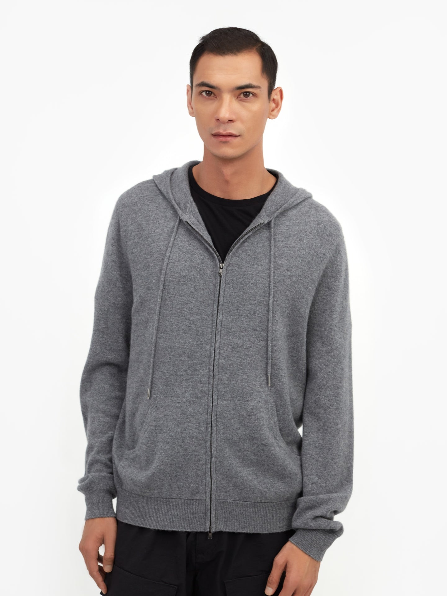 Men's Cashmere Zip Hoodie Dlim Gray - Gobi Cashmere