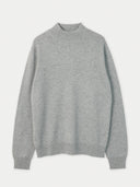 A gray cashmere mock neck sweater. #color_vapor-blue